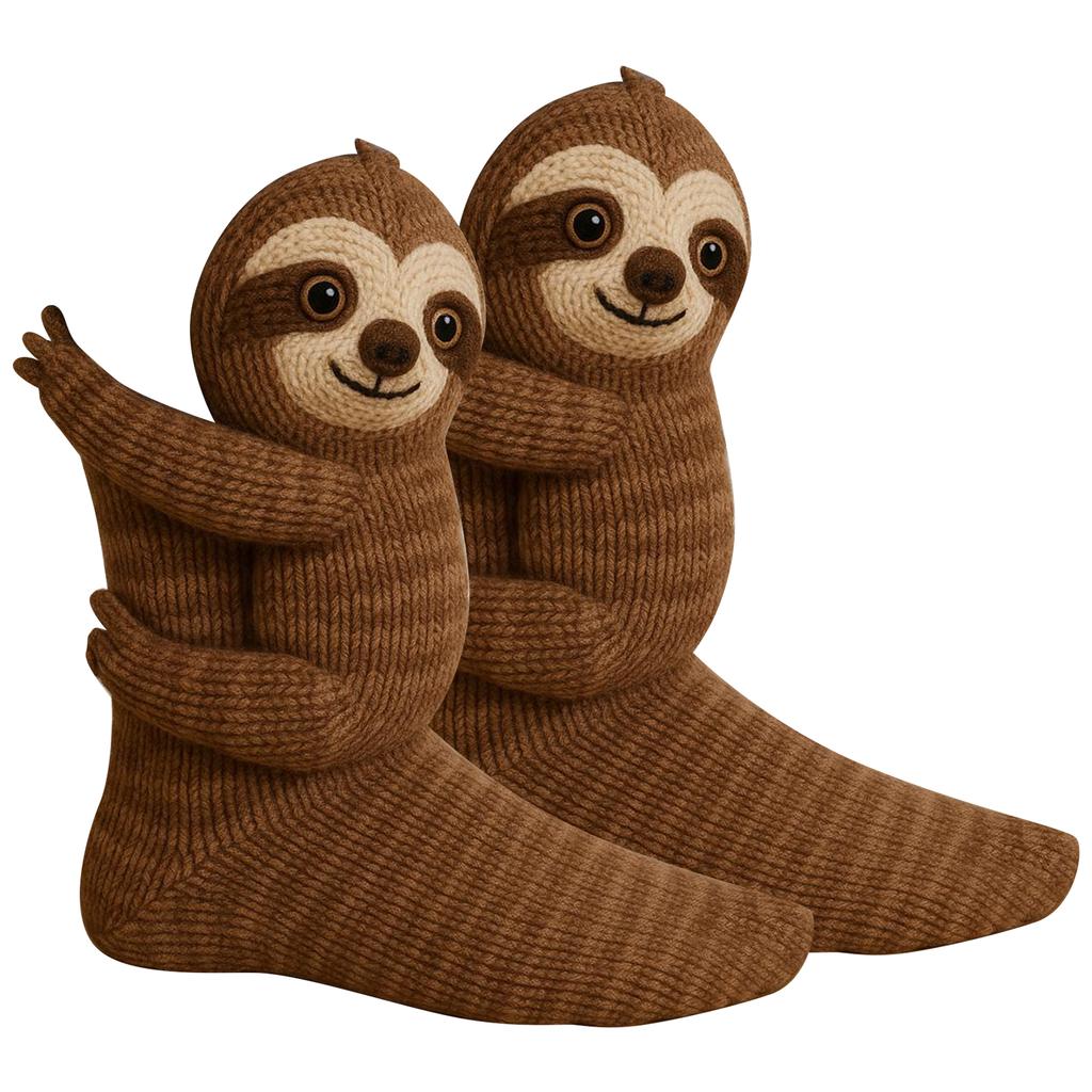 3D Knitted Cute Animal Socks Novelty Koala Cat Sloth Hug Sock Handmade Crocheted Warm Socks Funny Santa Stockings Christmas Gift