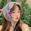 Korean version of idyllic fashion Spice Girl crochet triangle scarf headscarf women's bag head spring and summer headband lace French square scarf