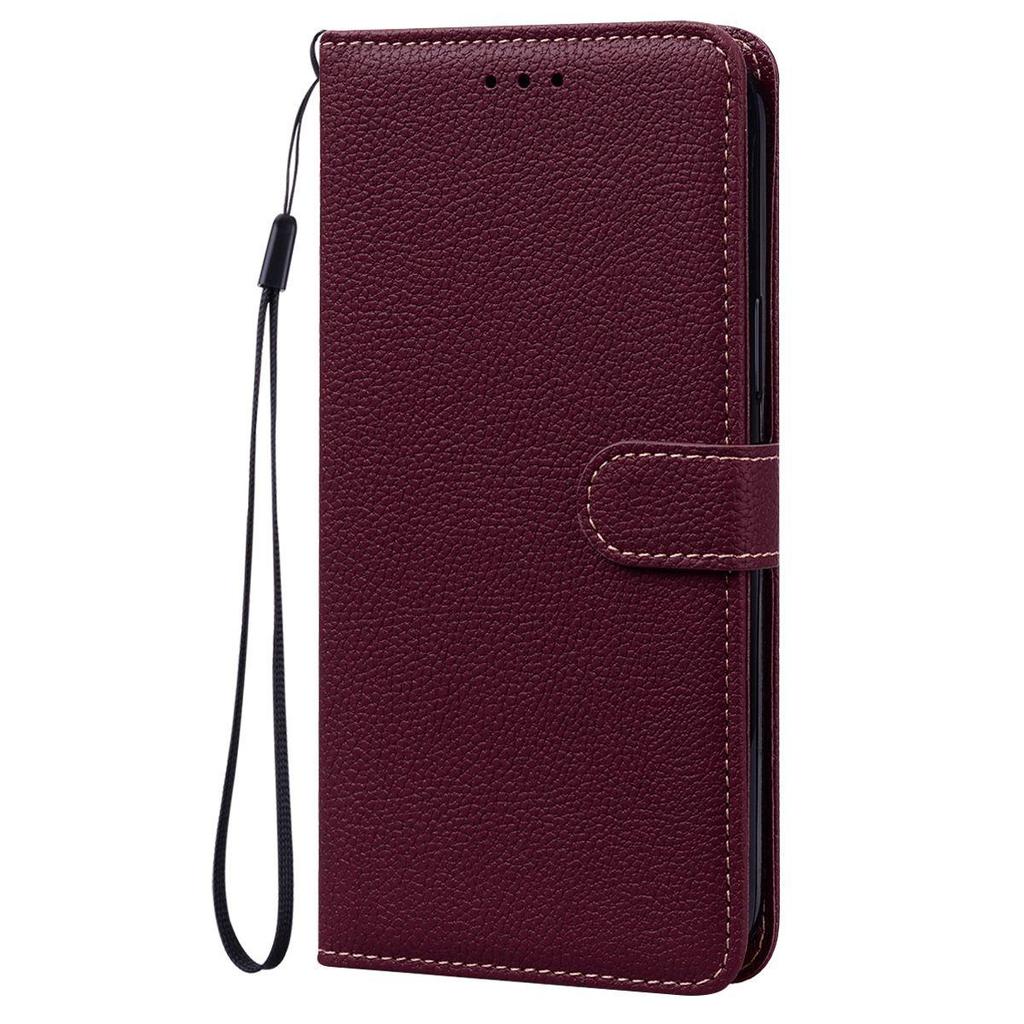 Portfel etui z klapką ze skóry PU do OPPO A15s, A15 Tekstura liczi Uchwyt na karty Podstawka Pasek na nadgarstek Pokrowiec ochronny
