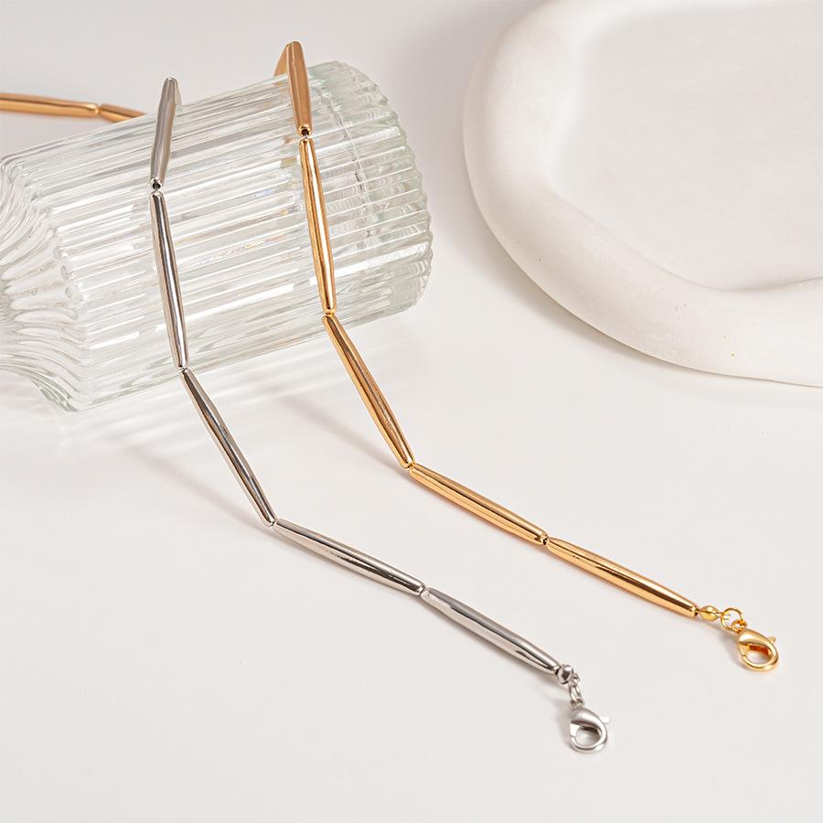 Metal sense tubular splicing geometric clavicle necklace personality temperament item decoration