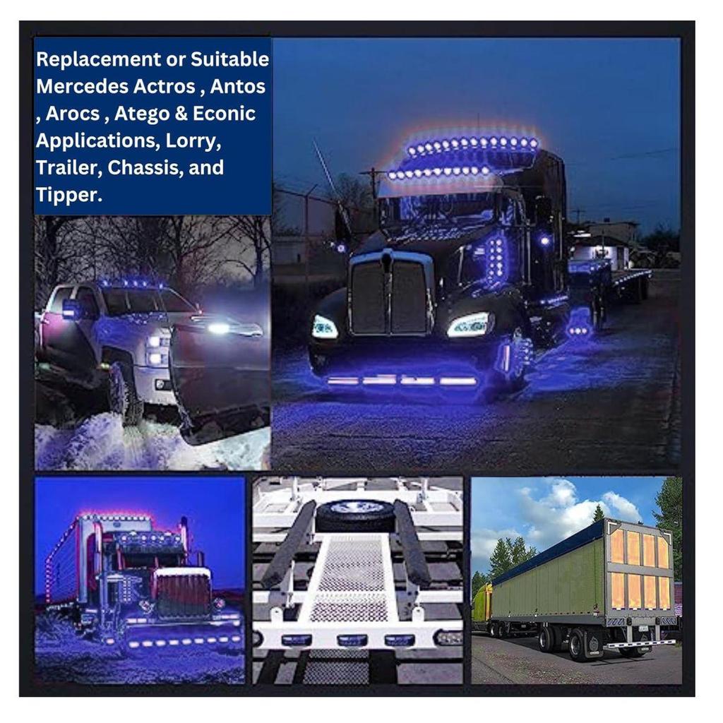 Blue Led Side Marker Light Trailer Rv Marker Rectangular Led/SMD Clearance Marker For Truck Trailer Rv Campervan Pickup Suv Shockproof Universal Fit