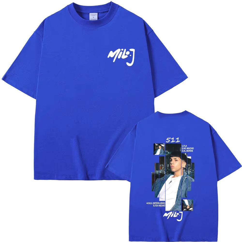 Rapper Milo J 100cotton mens shirt music Album Cover graphics oversized Short Sleeved Womens Y2k Hip Hop Streetwear Tshirt