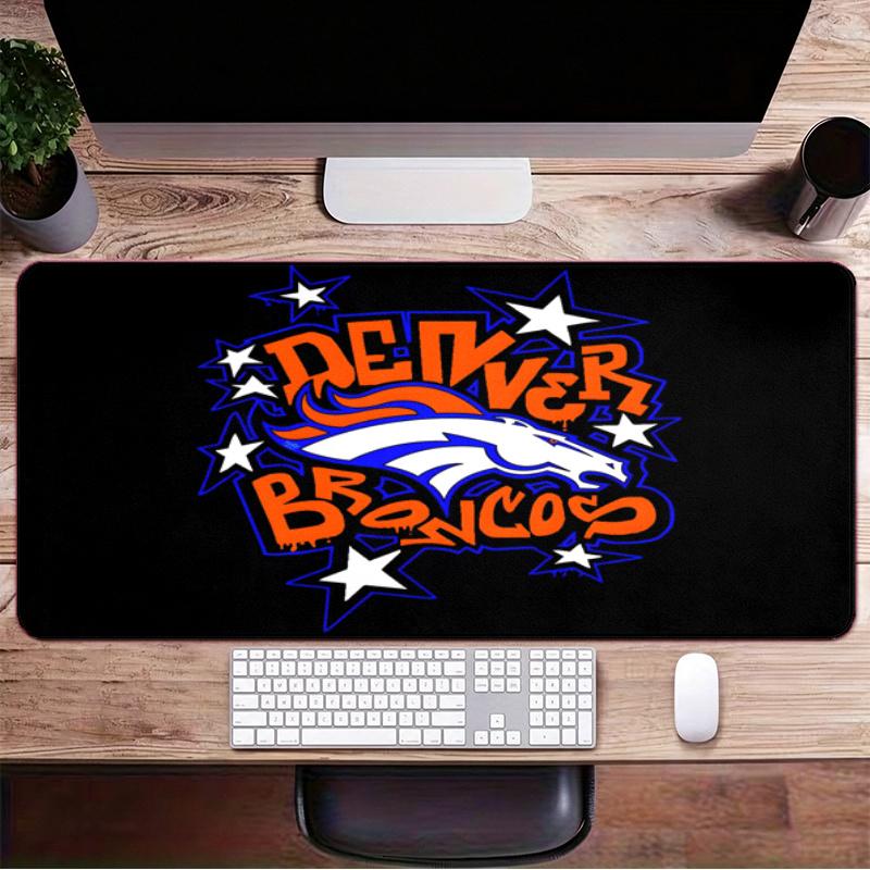 Denver Broncos Large Gaming Mouse Pad with Stitched Edges Non-Slip Rubber Base Waterproof Desk Mat for Office and Home