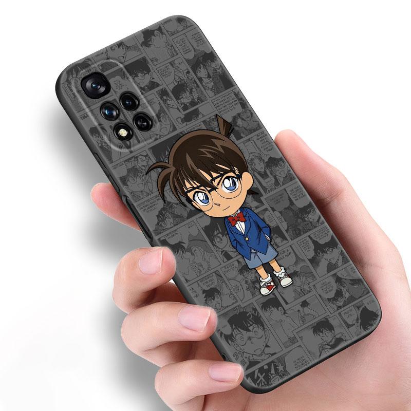 Anime Detective Conan Black Silicone Phone Case For Xiaomi POCO X3 X4 NFC F5 M3 M4 M6 X5 X6 Pro F3 F4 GT 5G C55 C65 M5