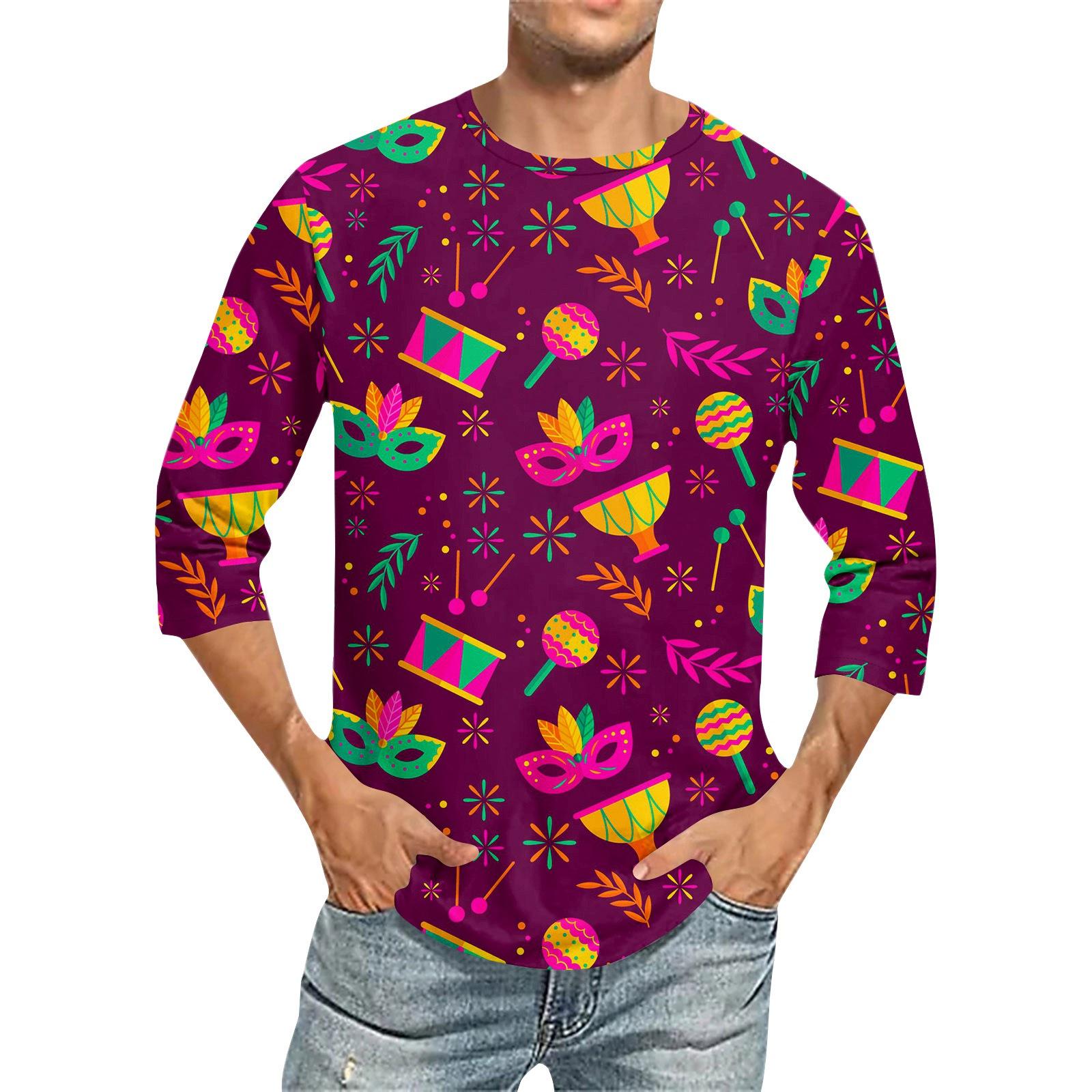 

Carnival Print - Men s Round Neck Short Sleeve Top S