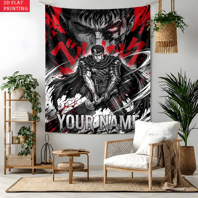 Berserk Custom Name Tapestry Personalized Wall Art Hanging Bohemian Home Decor for Bedroom Dorm Living Room