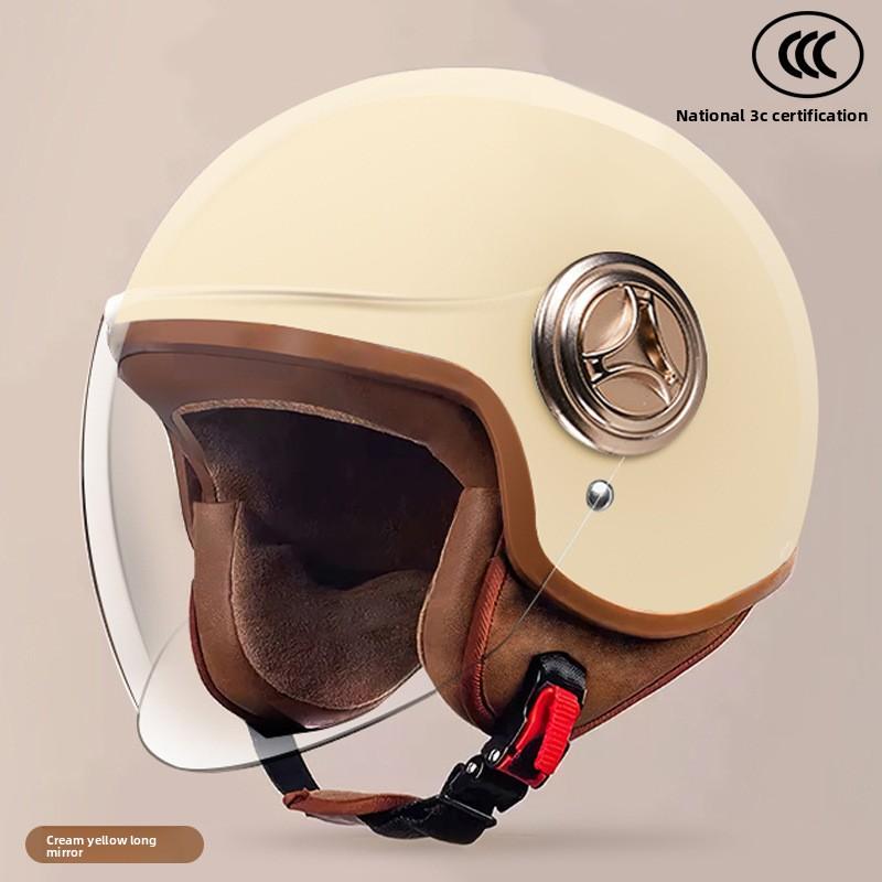 Winter Battery Car Motorcycle Retro Hard Hat Half Helmet Full Helmet Electric Vehicle Certified Helmet Men and Women