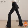 Damskie spodnie do jogi z podszewką polarową, lekko rozszerzane u dołu - Slim Fit, Odzież sportowa Jesień/Zima do biegania, Pilatesu, Fitnessu