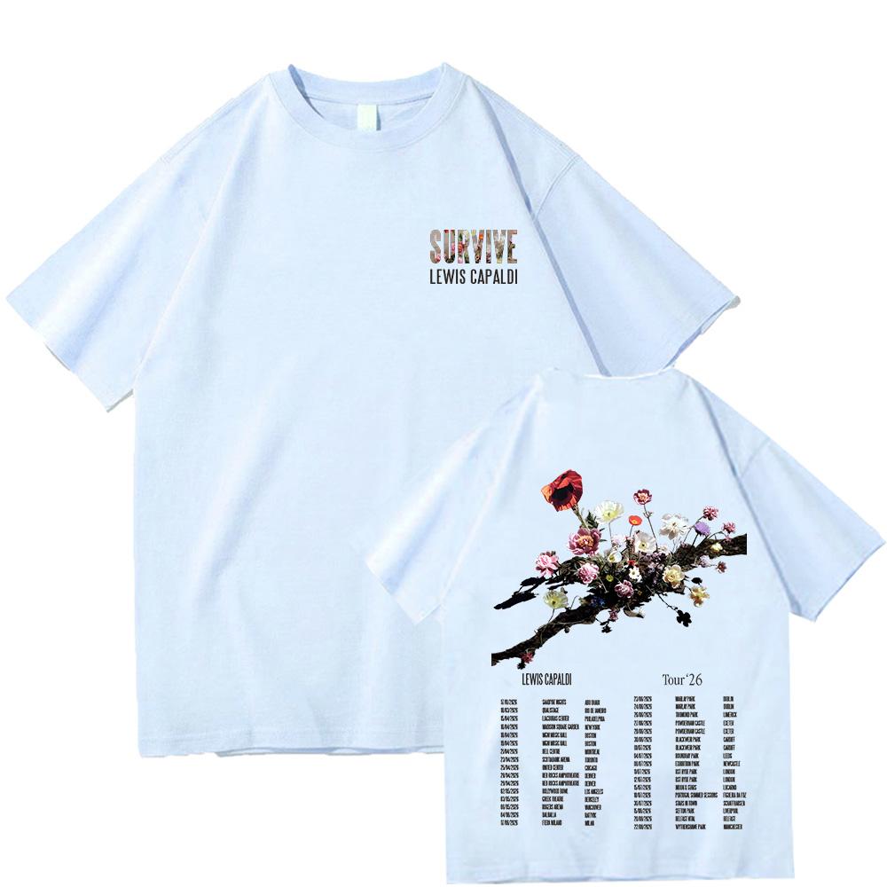 

Lewis Capaldi Tour 2026 T Shirts Summer Vintage Graphic Clothes Super Cotton Comfortable Hip Hop Tee Shirt Unisex Casual Y2K Top XS синій