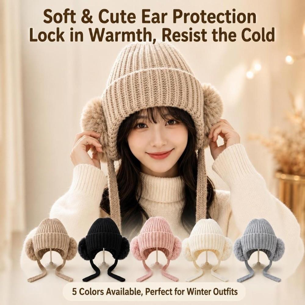 Soft Winter Skullcap Warm Thermal Ski Hat New Knitted Beanie Hat Women
