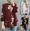 Women's Muslim Print Bubble Sleeve Casual Shirt