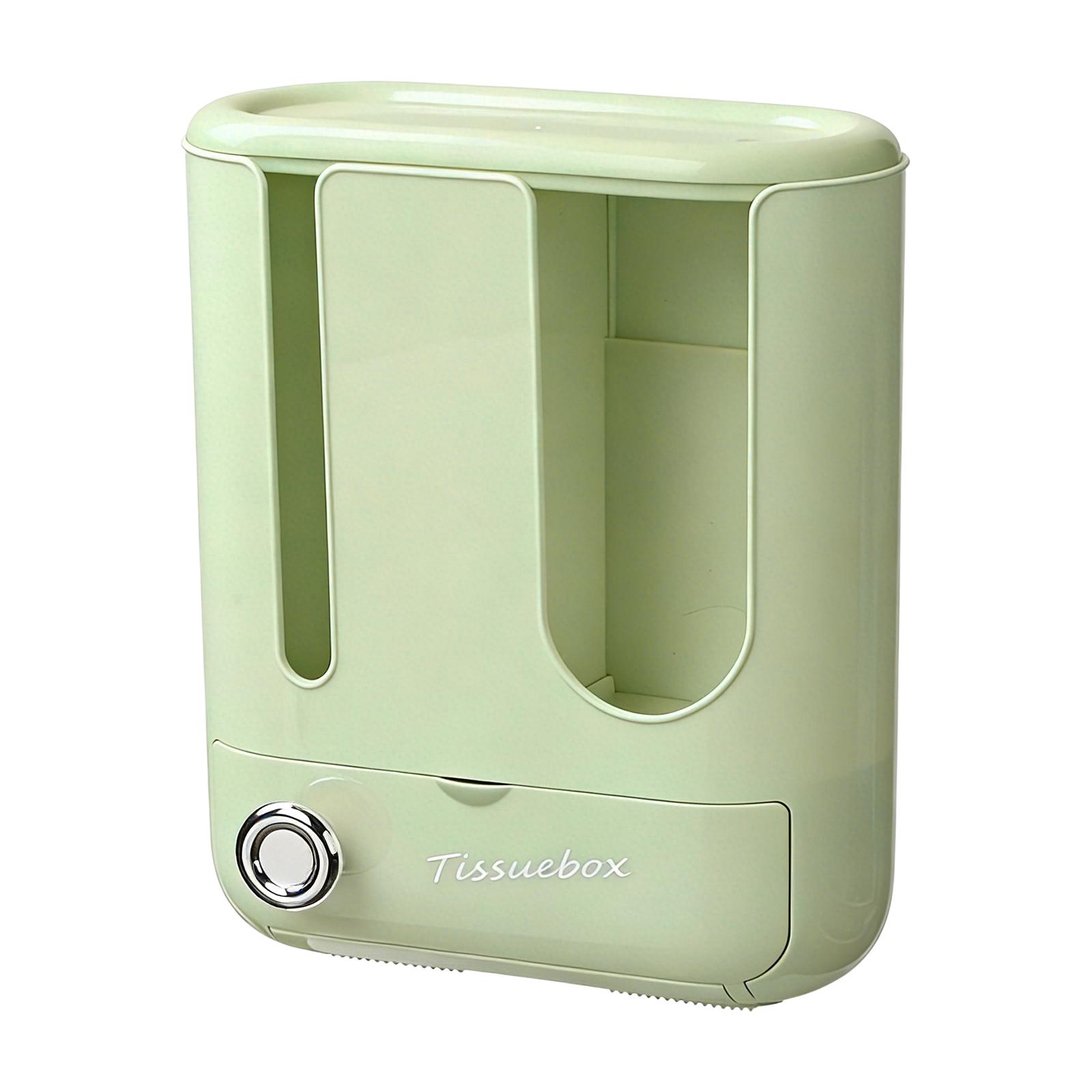 

3 In 1 Tissue Dispenser Large Capacity Thickened Trash Bags Case Roll Paper Storage Box for Bathroom/Kitchen/Living Room зелёный