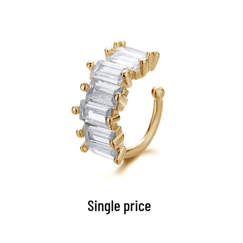 Sui Стразовый Двухслойный Кафф-клипса для Ушей для Женщин – Без Пирсинга, Крутой Цепочный Дизайн