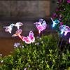 3 Heads Solar Powered Butterfly Lamp Waterproof RGB Butterfly Stake Lights Cordless Realistic Swaying Butterfly Lights