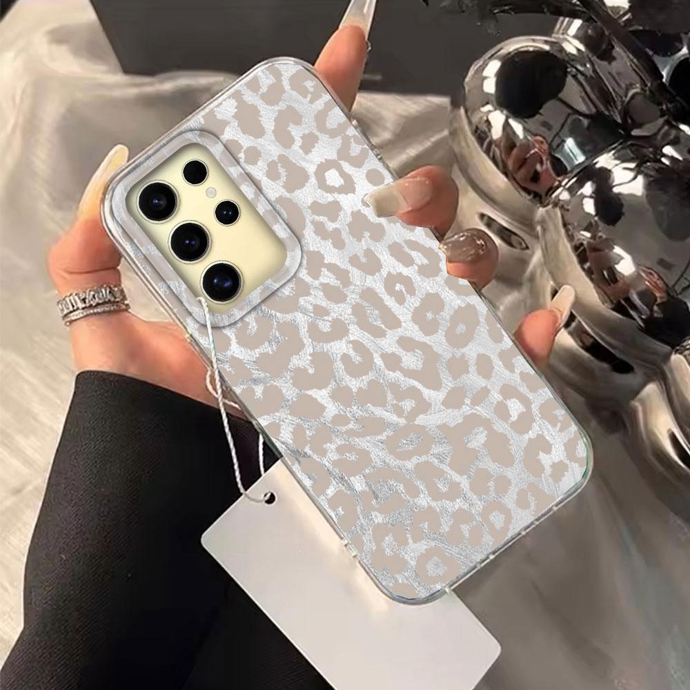 Vintage Black Leopard Feather Texture Women Girls Phone Case for Samsung Galaxy S25 Edge S24 S23 S22 S21 S20 FE Plus Ultra Cover