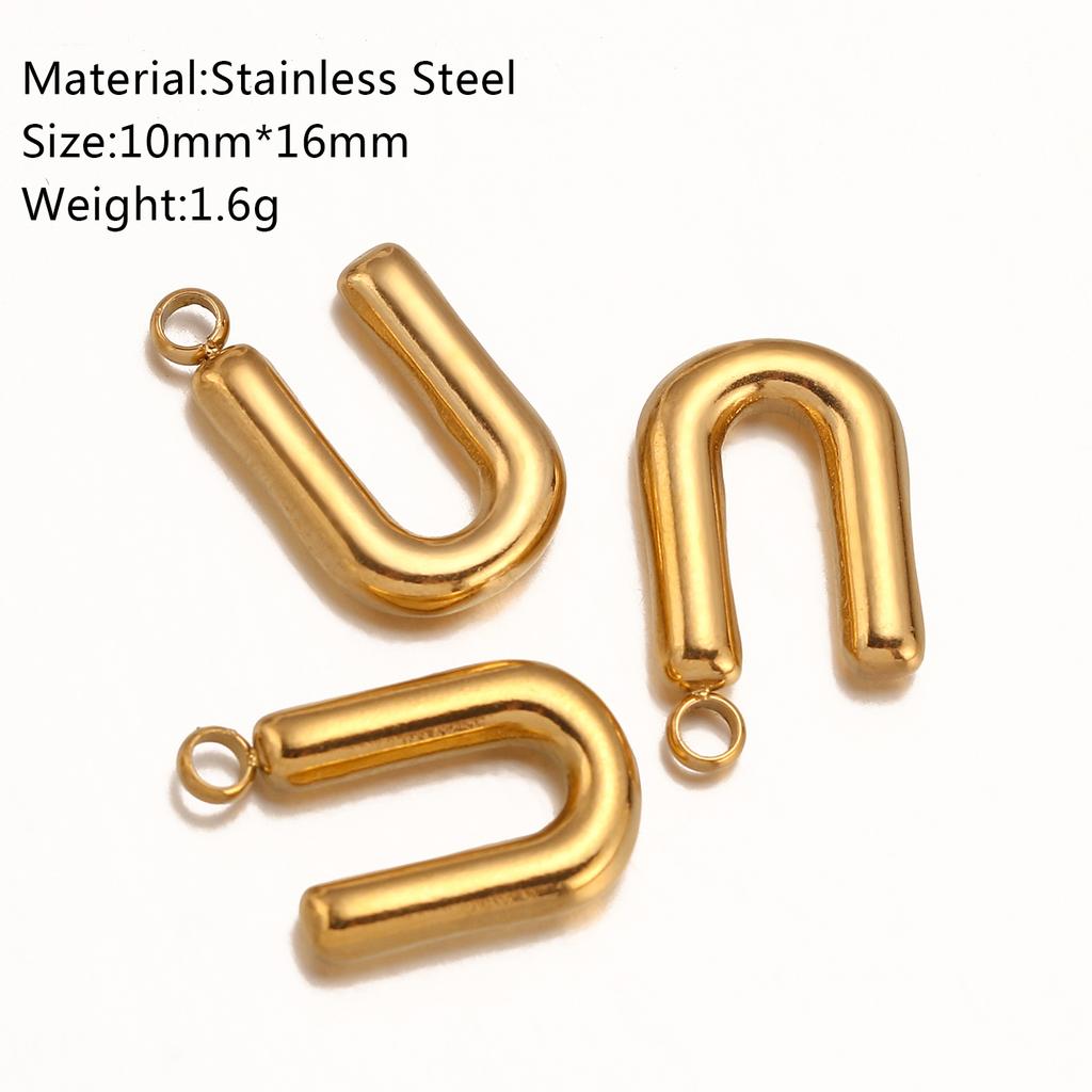 3Pcs Initial Charms 3D Stainless Steel English Letter Pendant 18K Gold Color PVD Plated Bubble Alphabet Charm DIY Jewelry Making