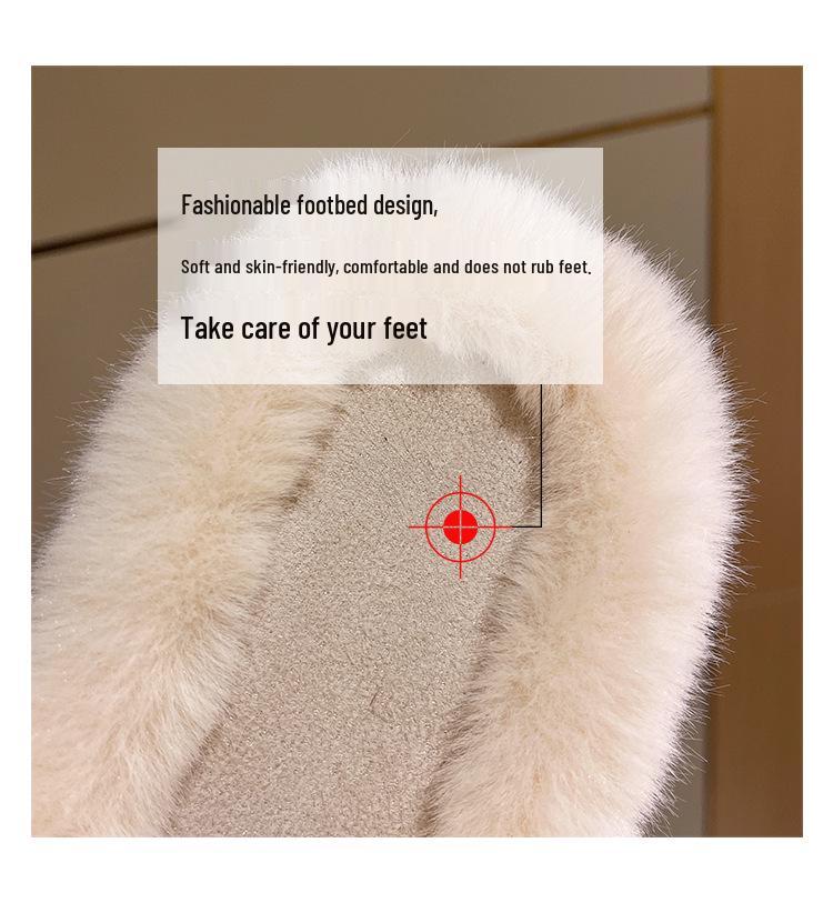New 2024 Korean Style Plus Size Women's Thick Sole Fur Flip Flops for Outdoor Fashion.