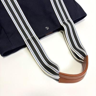 Ralph Lauren Stripe Canvas 2-Way Tote Bag Used Authentic