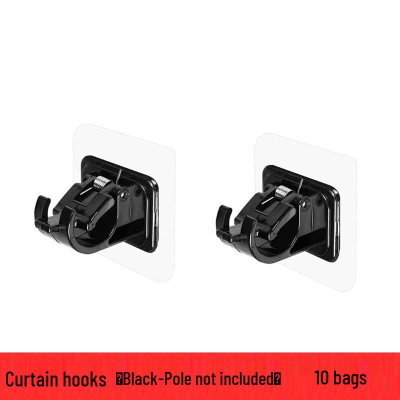 Adhesive Telescopic Rod Fixing Clips: No-Drill Curtain, Shower, Towel, and Door Hanging Hooks