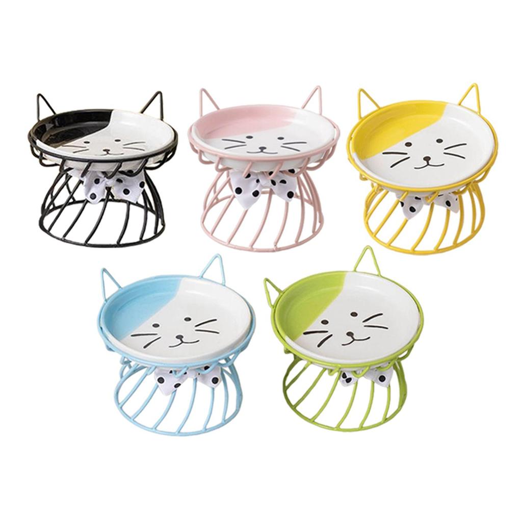 Cat Bowl, Ceramic Pet Bowls, Slant Stand for Food and Water, Cat Food Dish