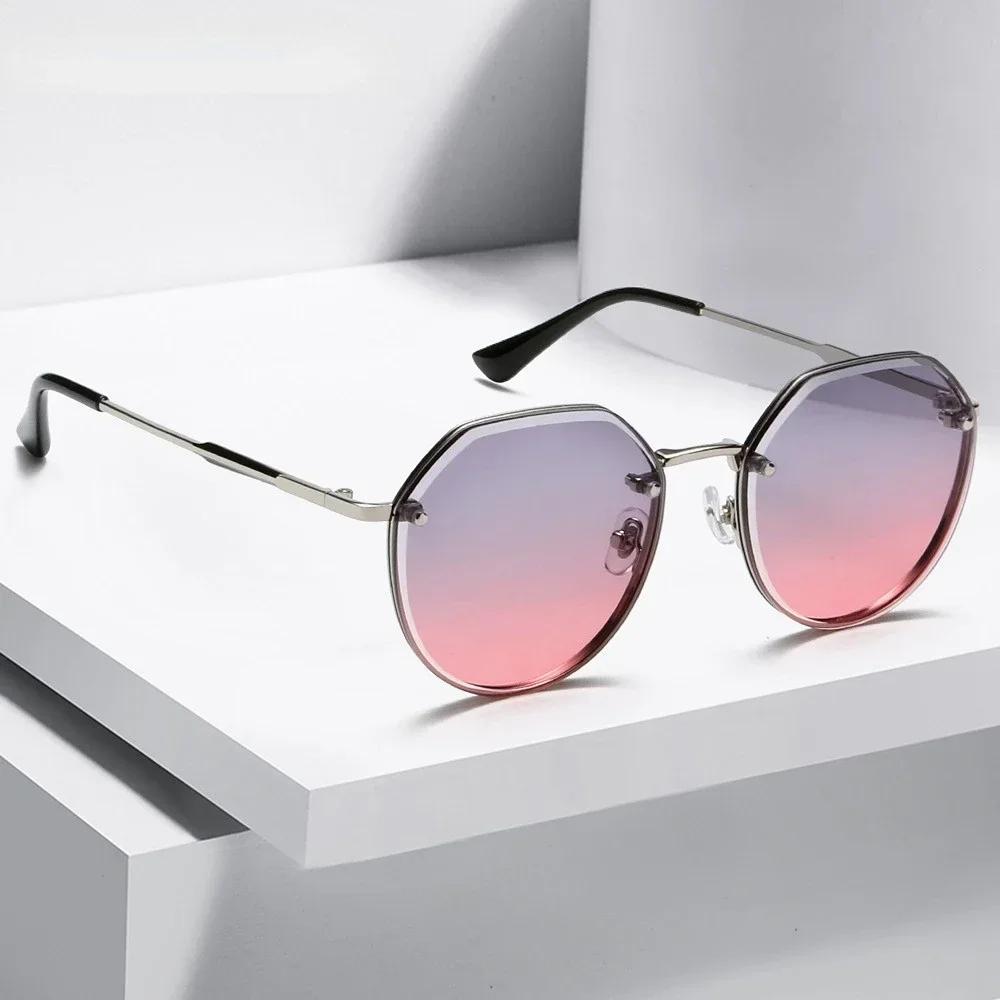 Vintage Gradient Sunglasses For Women Designer Sun Glasses Uv400 Polygonal Travel Driving Shades