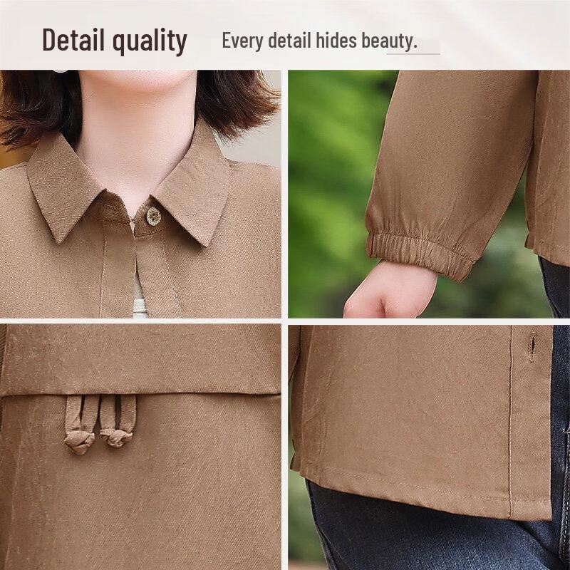 Elegant Spring/Autumn Shirt Jacket for Middle-aged Women