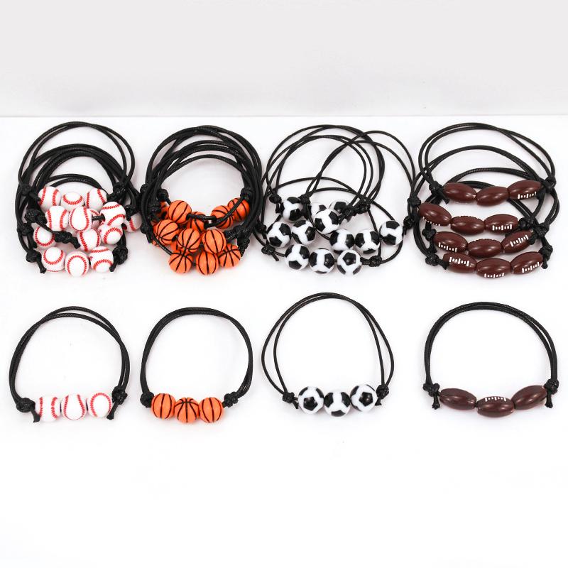 10/20Pcs Sports Theme Party Bracelets Football Baseball Basketball Beads Charm Kids Birthday Favors Gift for Guest Pinata Filler