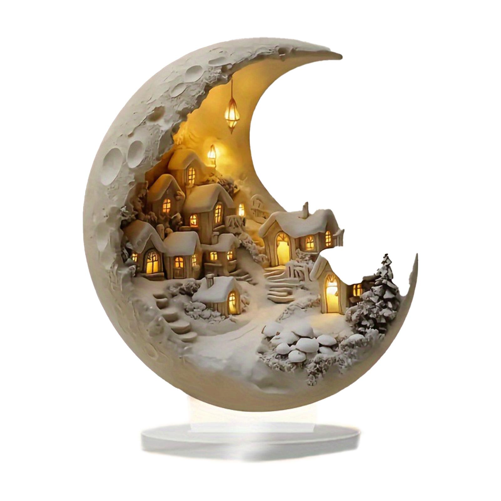 

2D Лунный Новый год Легкий Луна Бренды Снежный домик Настольное украшение Орнамент One Size