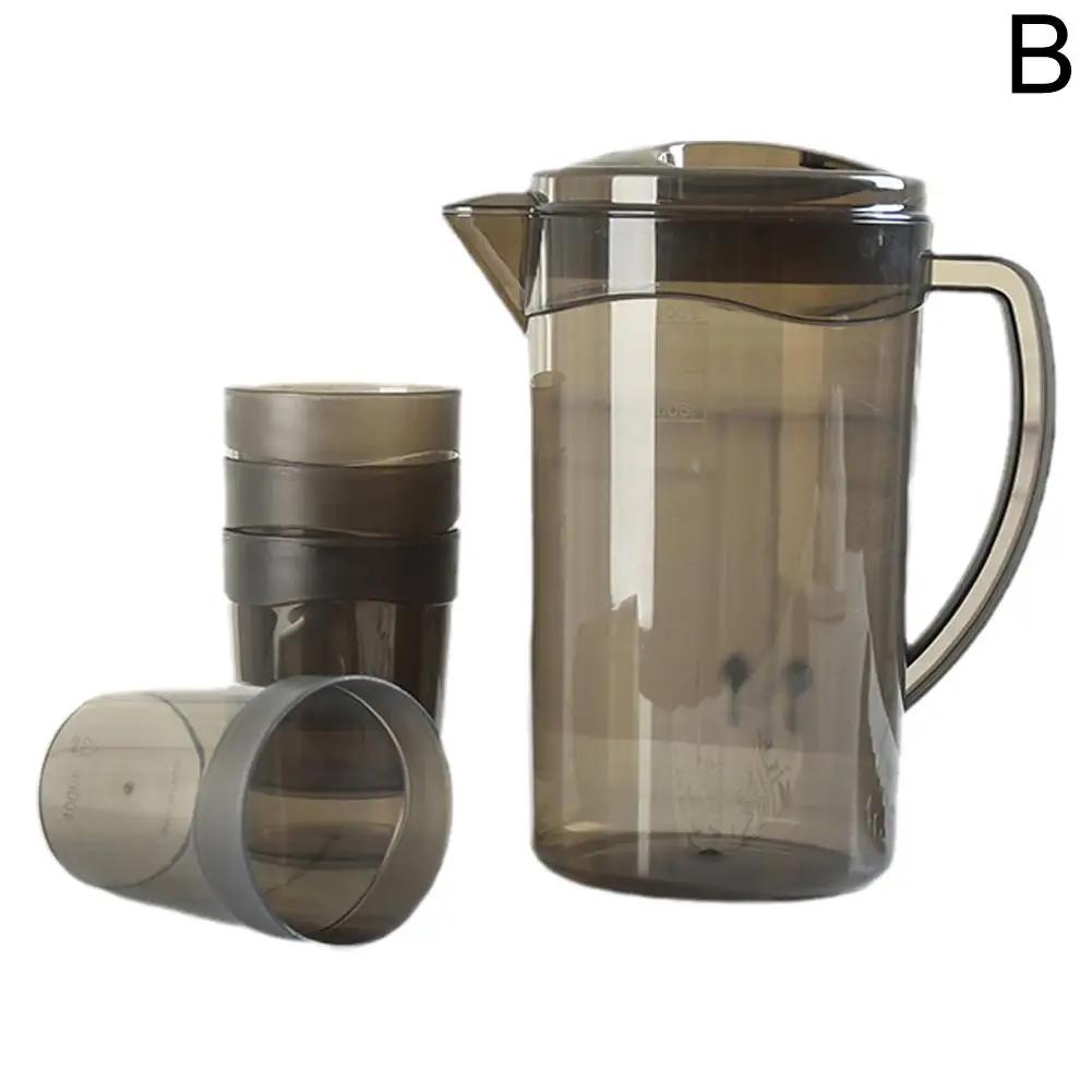1.5L Large Capacity Water Bottle with 4 Cups Graduated Jug Drink Heat Resistant Home Water Transparent Milk Supplies Coffee A8B8