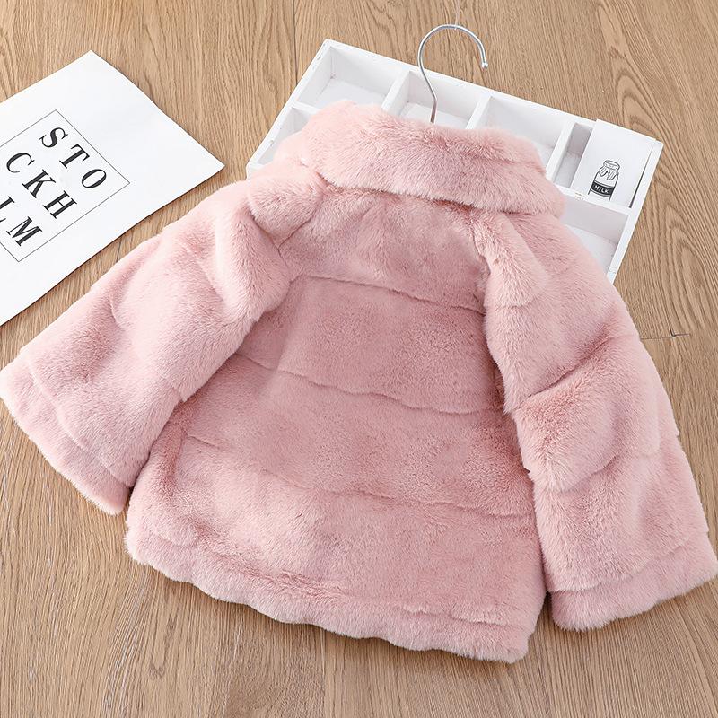 Autumn Winter Warm Faux Fur Coat for Girls Jacket Baby Snowsuit Sweet Christmas Princess Outwear 1-5 Years Kids Clothes
