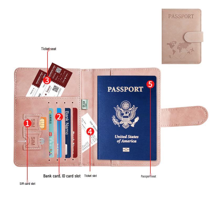 Customizable PU Leather Anti-Magnetic Passport Holder with Magnetic Buckle and Enterprise Logo