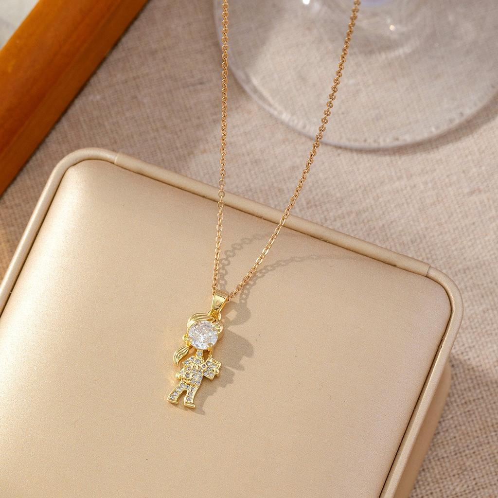 Micro Paved Titanium Steel Cross Pendant Necklace For Women Stylish Versatile Delicate Collarbone Chain