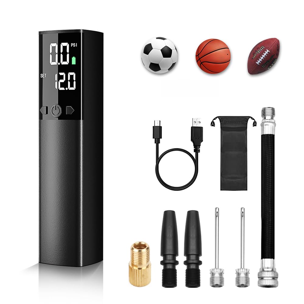 Electric Ball Air 2000mAh Air Maximum Pressure of 18 LCD Digital Display with LED Compact and Lightweight Portable Tire Compatible with Schrader and