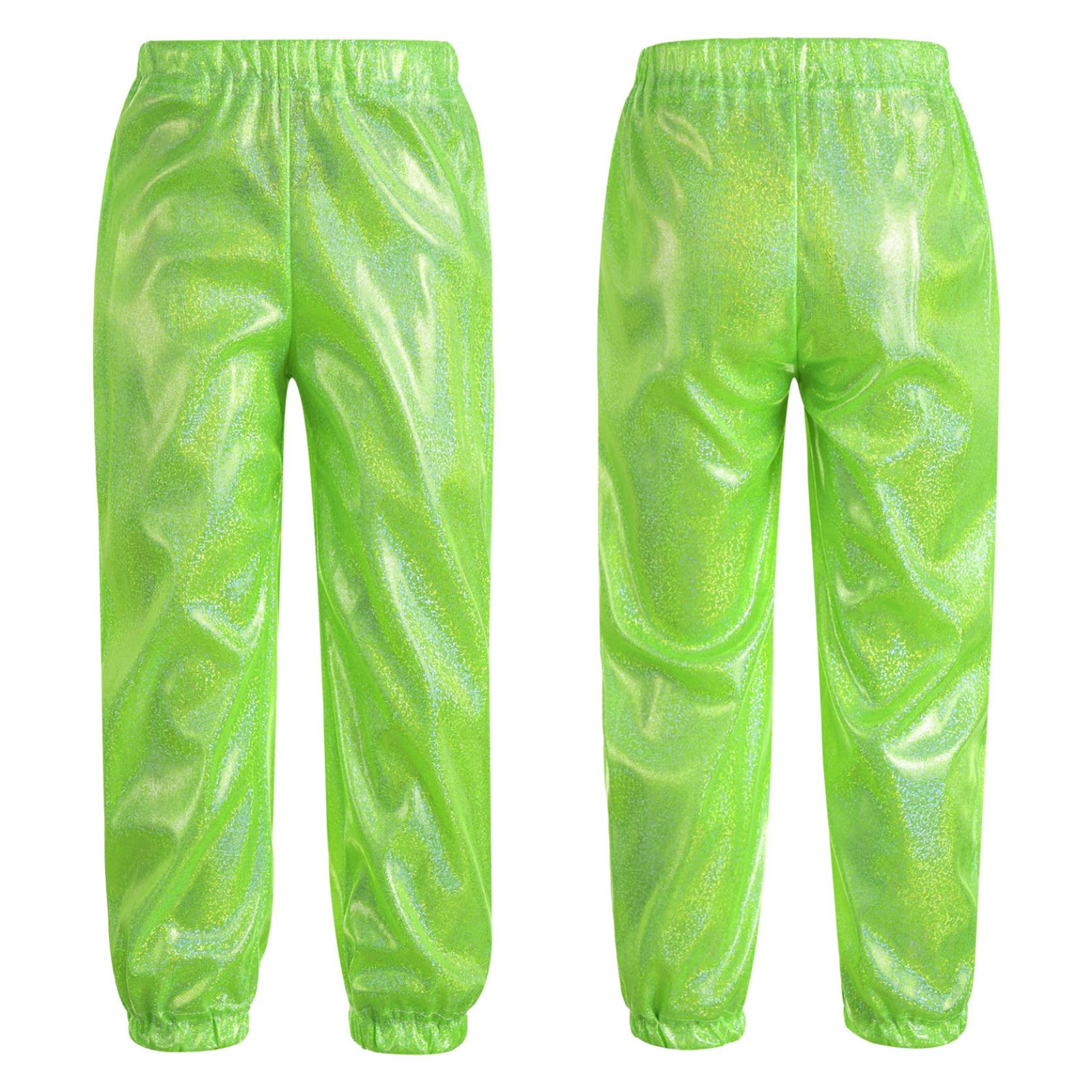 

Детские блестящие металлические штаны для мальчиков и девочек, блестящие брюки, детский сценический костюм для джазовых танцев