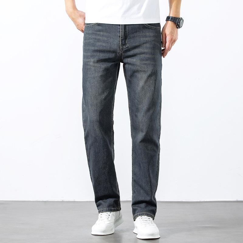 Straight-leg Jeans, Autumn And Winter Retro Men's Jeans, Loose Straight-leg, Wide-leg Stretch, Trendy Brand, Versatile And Casual