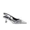 2025 Beautiful High Heels Women's Thin Heels Silver Temperament Pointed Single Shoes Belt Buckle French Bag Head Sandals