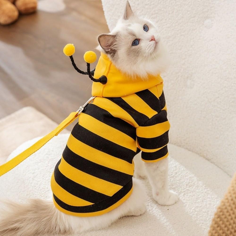 Winter Warm Pet Bee Costume Hooded Soft Cat Holiday Cosplay Clothes Cat Dog Clothes Pet Supplies