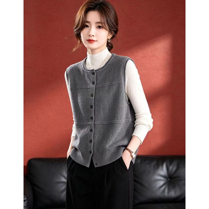 D.F.DEAR Women's Casual Button-Front Knit Vest