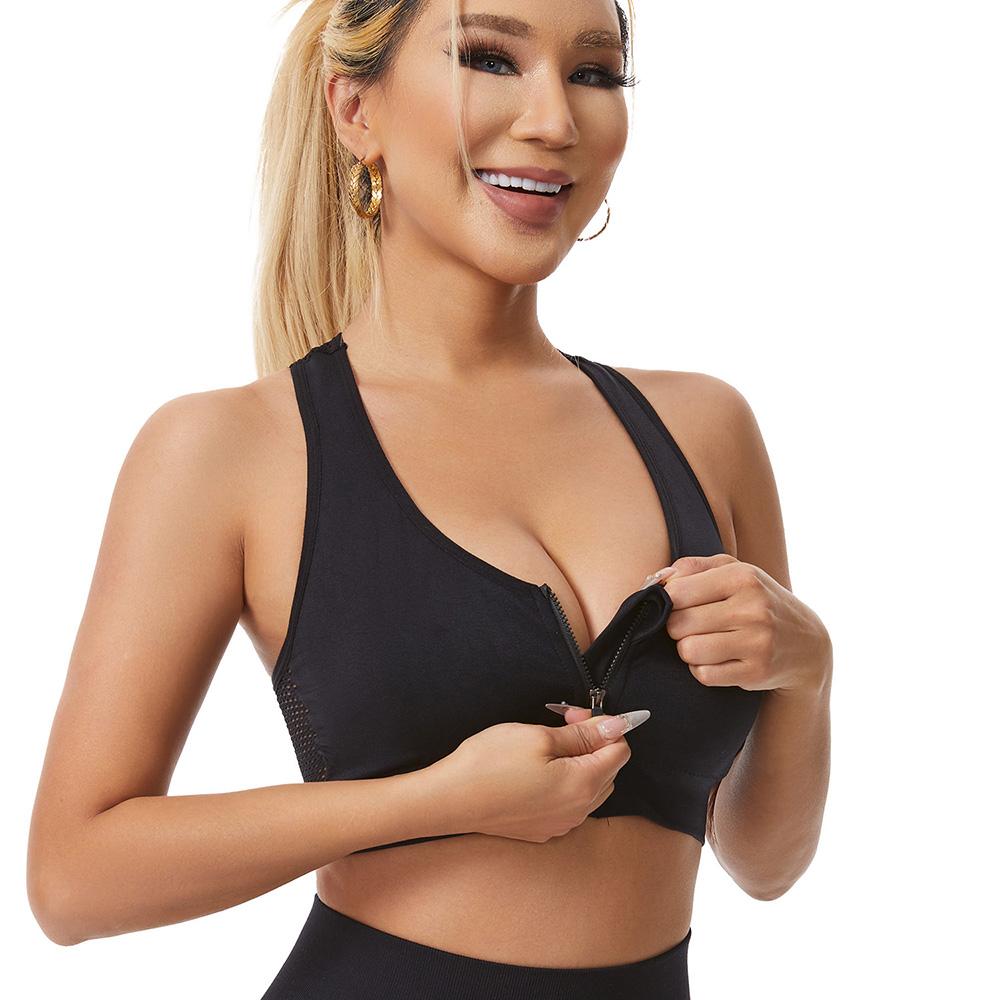 Zipper Sports Shockproof Bra Women Gather Underwear For Sporty Women Plus Size Bodybuilding Running Yoga Sports Bra Vest