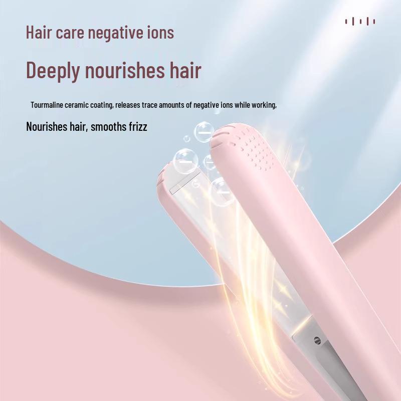 Compact Dual-Use Straightening & Curling Iron for Bangs - Portable Mini Design