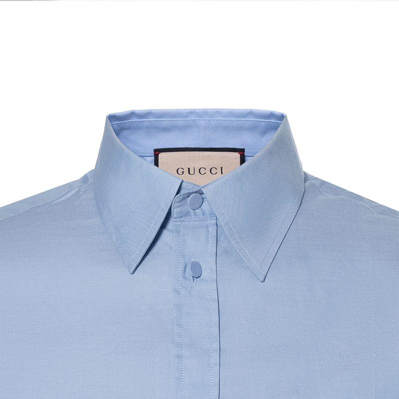 Gucci Oxford Cotton Shirt With Double G Embroidery 'Light Blue' Men's 703396-ZAK8B-4910