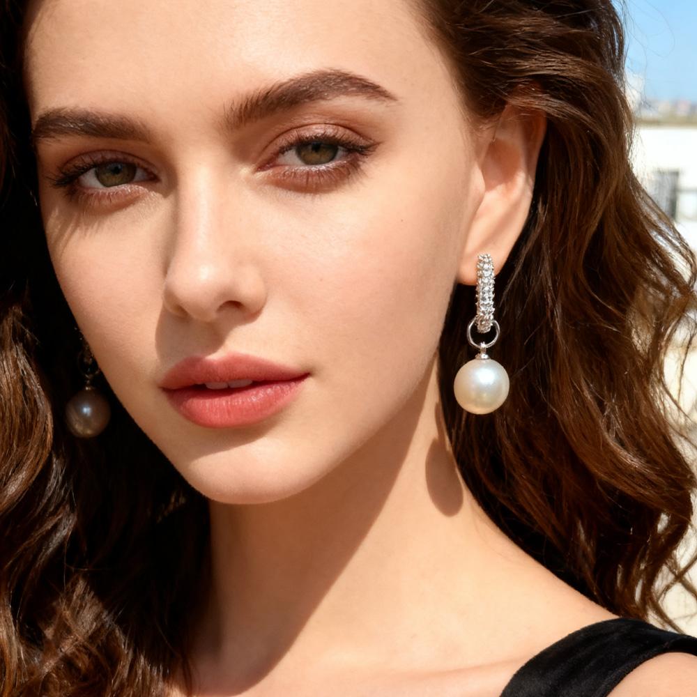 Imitation Pearl  Earrings For Women Fashion Luxury Cubic Zirconia Drop Earrings