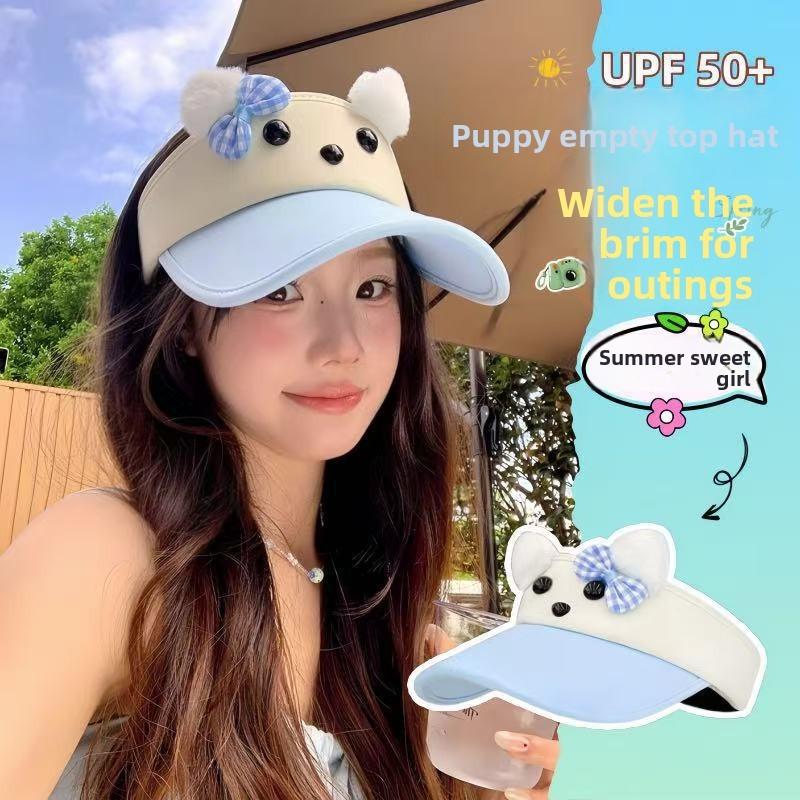 Dog Cartoon Sun Hat For Women With Uv Protection And Wide Brim Summer Sunshade