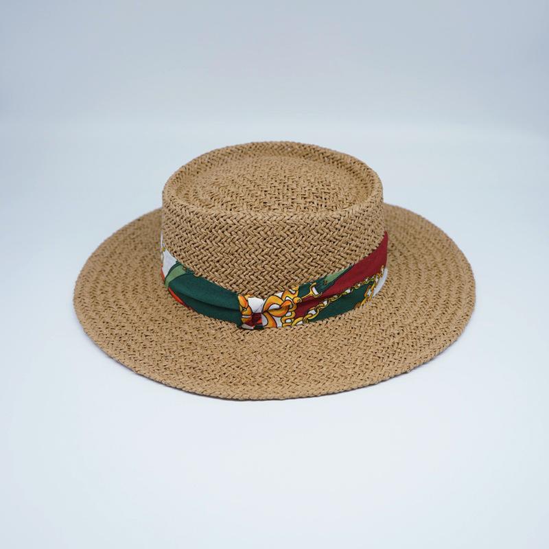 Französischer Retro Sommer Herren- und Damen Handgewebter Panama Flachgipfel Zylinder Beschattung Urlaub Strand Sonne Strohhut