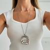 Salircon Punk Irregular Square Pendant Necklace for Women Trendy Simple Woven Rope Chain Necklace Clavicle Chain New Jewelry