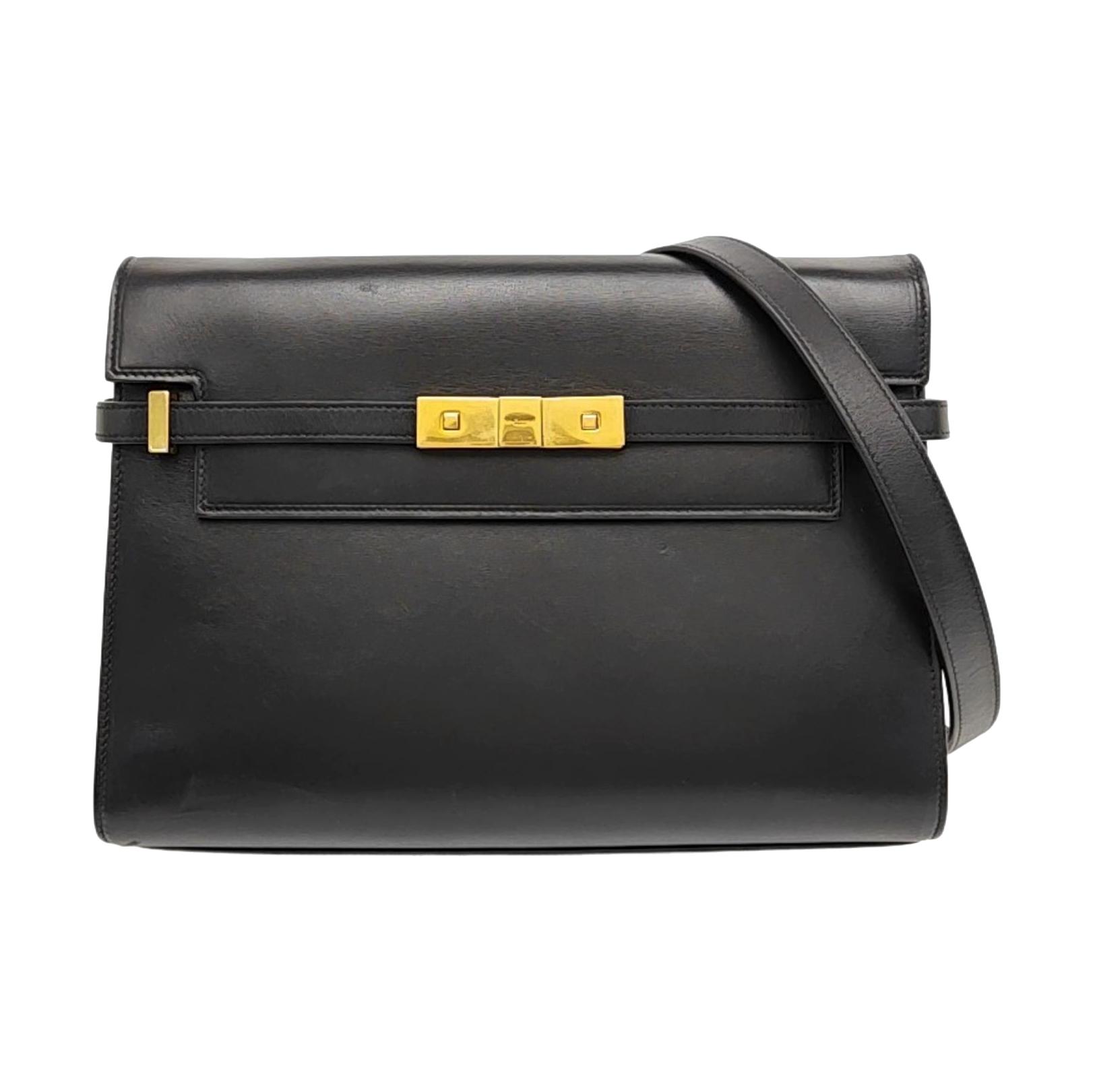 [Pre-Owned] Manhattan Black Leather Shoulder Bag