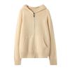 First-line Ready-to-wear Wool Cardigan for Women In Autumn and Winter Zippered Hooded Jacket Casual Loose Long-sleeved Top