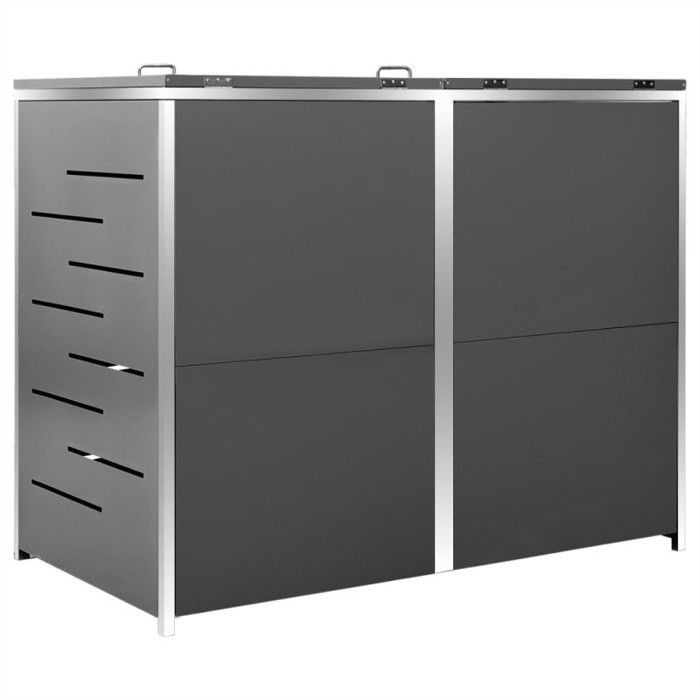 VidaXL Abri pour deux poubelles 138x77,5x115,5 cm Inox, Acier inoxydable, Anthracite