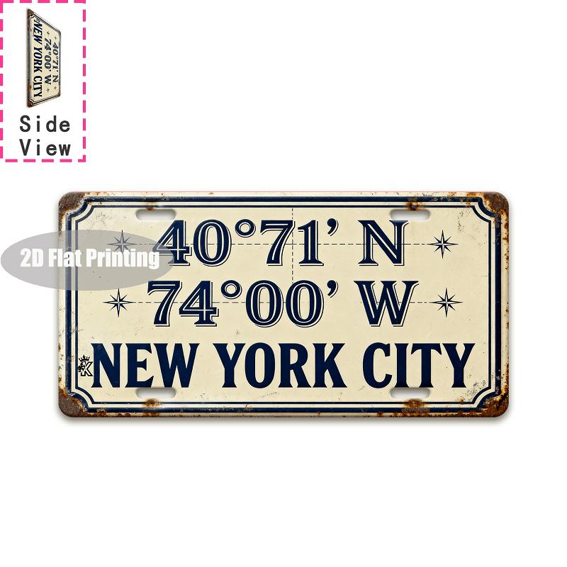 Tin Sign Vintage Durable Metal Plaque Wall Decor Home Office Bar Man Cave Dining Room City Coordinate Birth Year License Pl