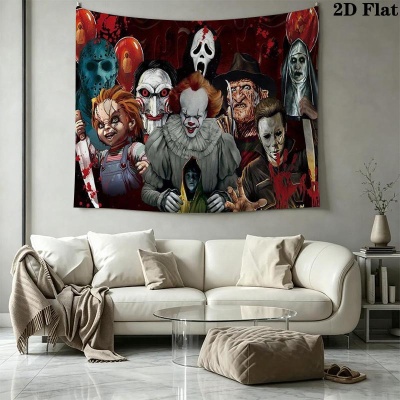 Horror Halloween Wall Tapestry Aesthetic Wall Hanging Printed Fabric Blanket Decorative Tapestries for Bedroom Living Room Home Decor